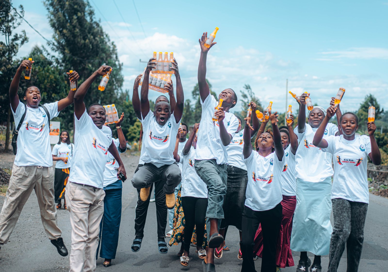 Youth celebrating with Kivu Kick in Goma